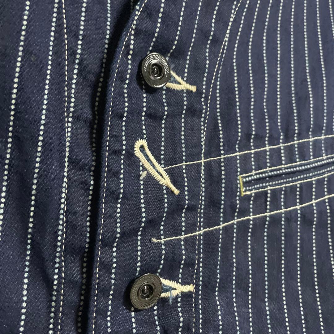 Sugar Cane & Co. 美品　ストライプデニムベスト 42