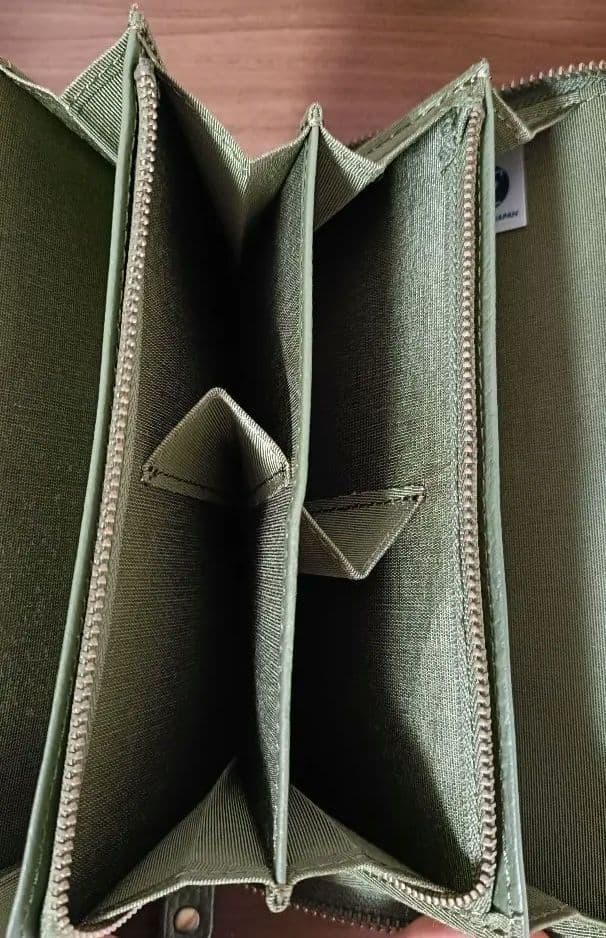 豊岡工房 牛革 お薬手帳 マルチケース 多機能 財布 オリーブ