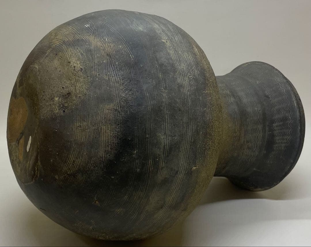 須恵器　波状文広口壺　古壺　胡麻垂れ　花入 　　　k299