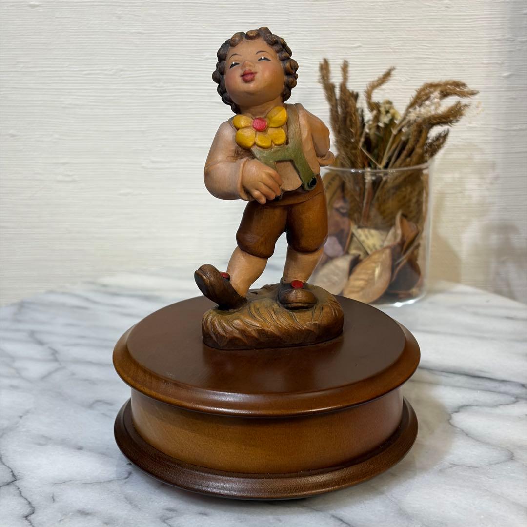 Vintage Reuge オルゴール / ANRI Romy 木彫り人形