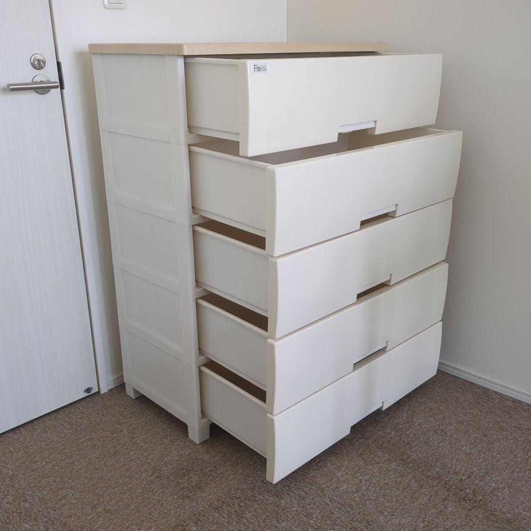 天馬　フィッツプラス　ホワイトチェスト 5段 引き出し付き