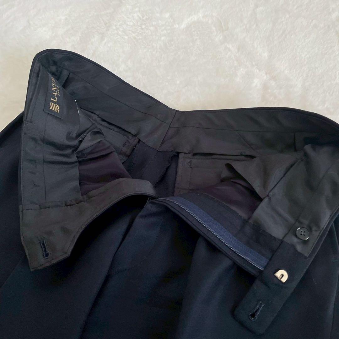 LANVIN PARIS スーツ セットアップ 銀ボタン ロゴ ダブル 裏地柄