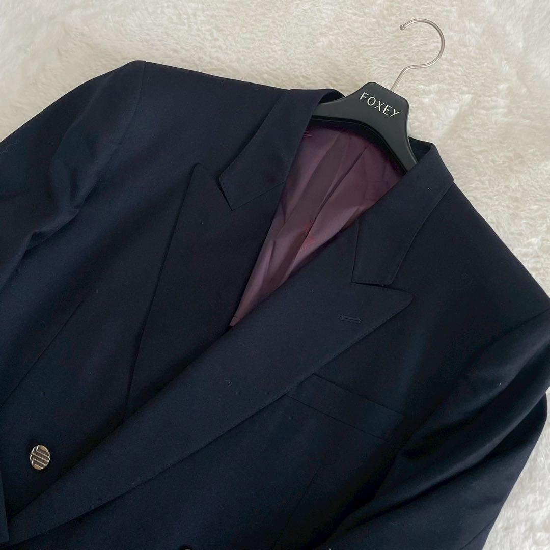 LANVIN PARIS スーツ セットアップ 銀ボタン ロゴ ダブル 裏地柄