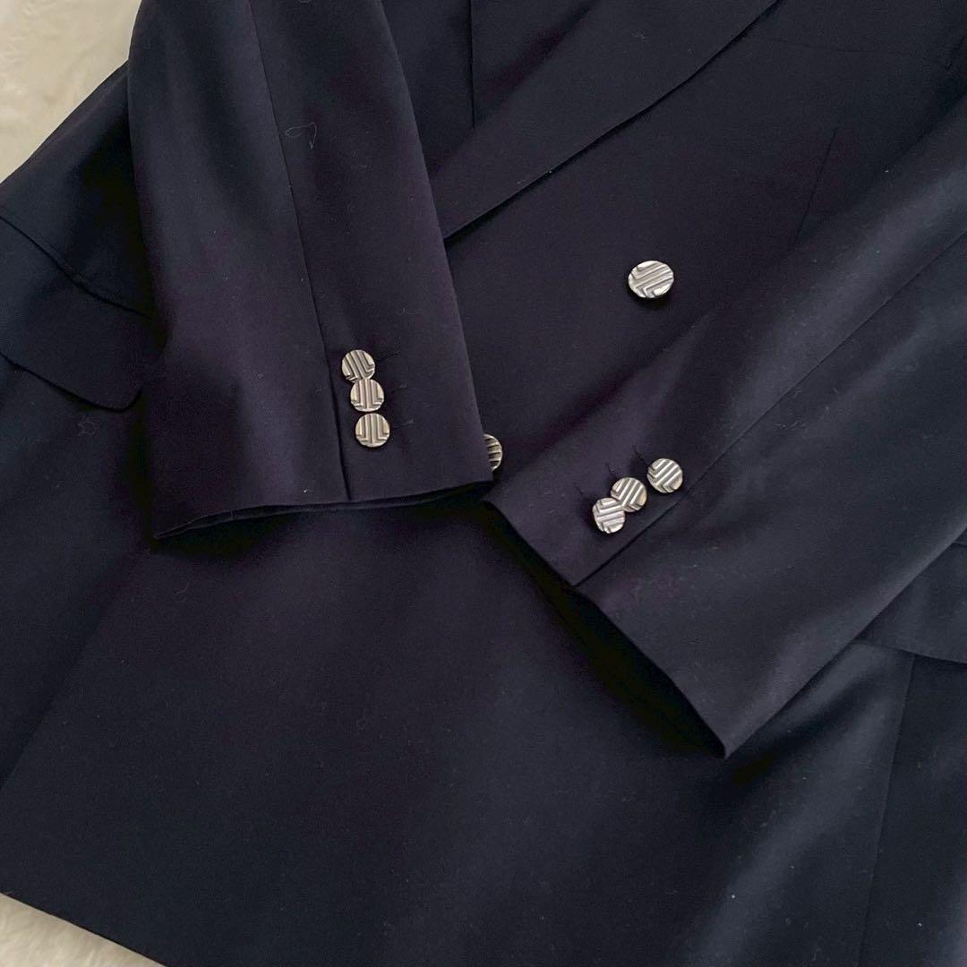 LANVIN PARIS スーツ セットアップ 銀ボタン ロゴ ダブル 裏地柄