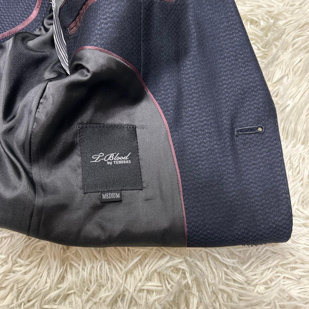 MEN’S TENORAS スリーピース　ビジネススーツ　ヘリンボーン　ネイビー