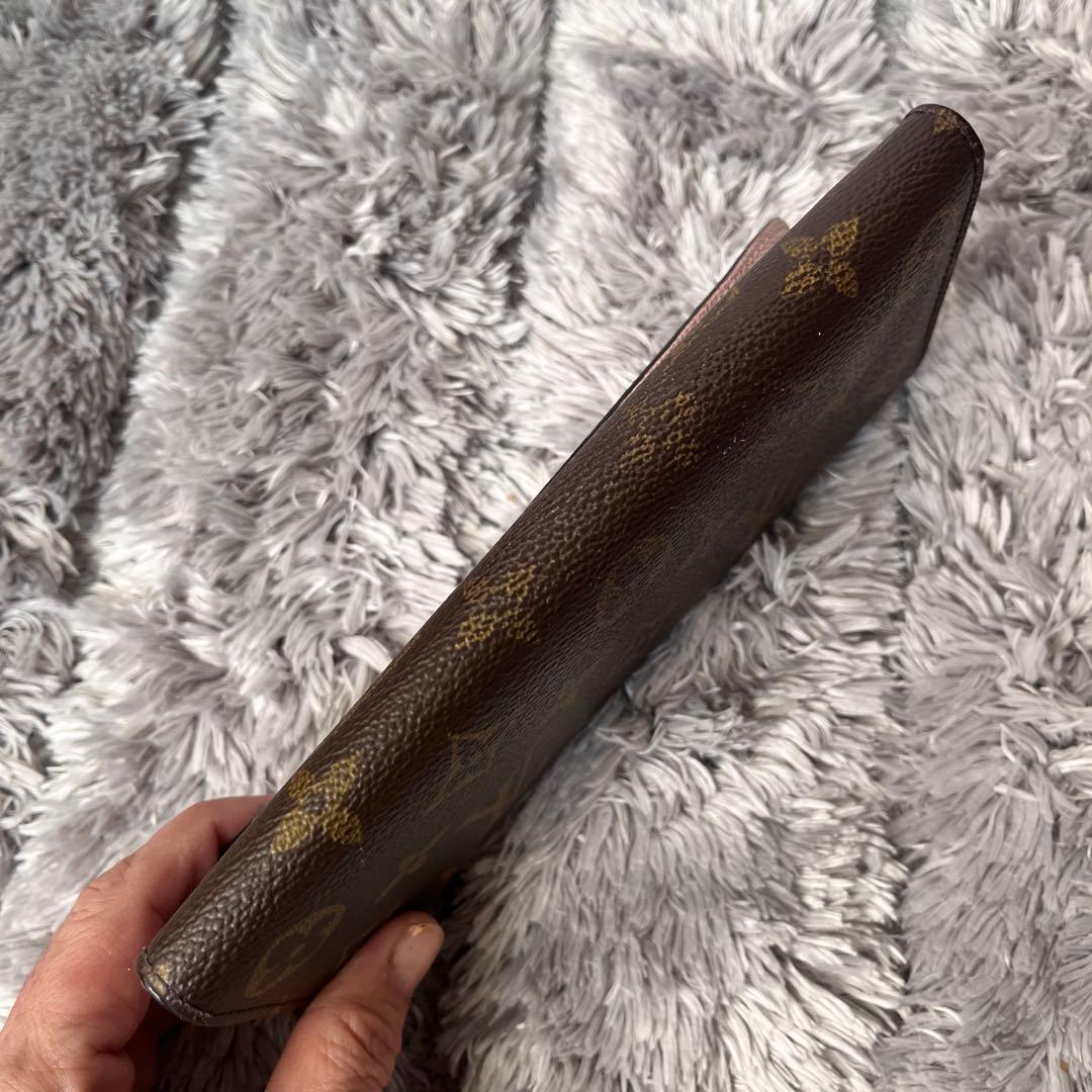 ルイヴィトン　ポルトフォイユ　エミリー　ピンク　モノグラムキャンバス　ブラウン