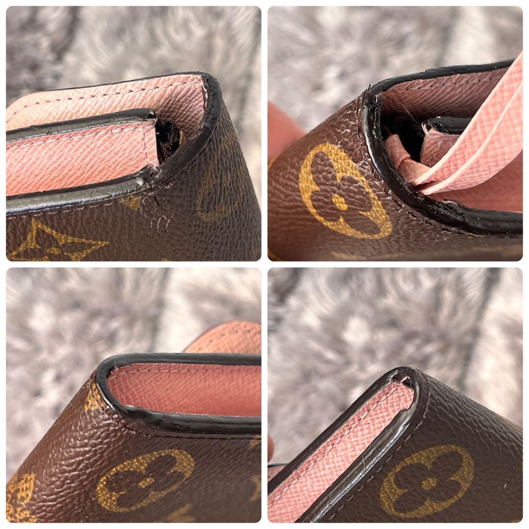 ルイヴィトン　ポルトフォイユ　エミリー　ピンク　モノグラムキャンバス　ブラウン