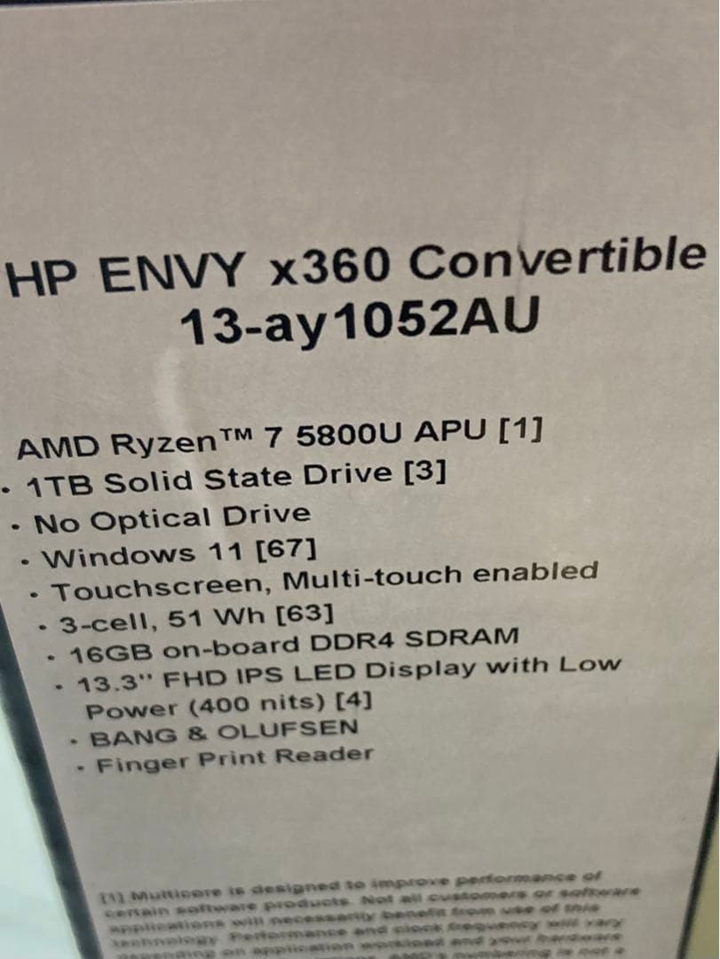 Windowsノート本体 Hp ENVY x360 13-ay1052AU R7-5800U 16GB