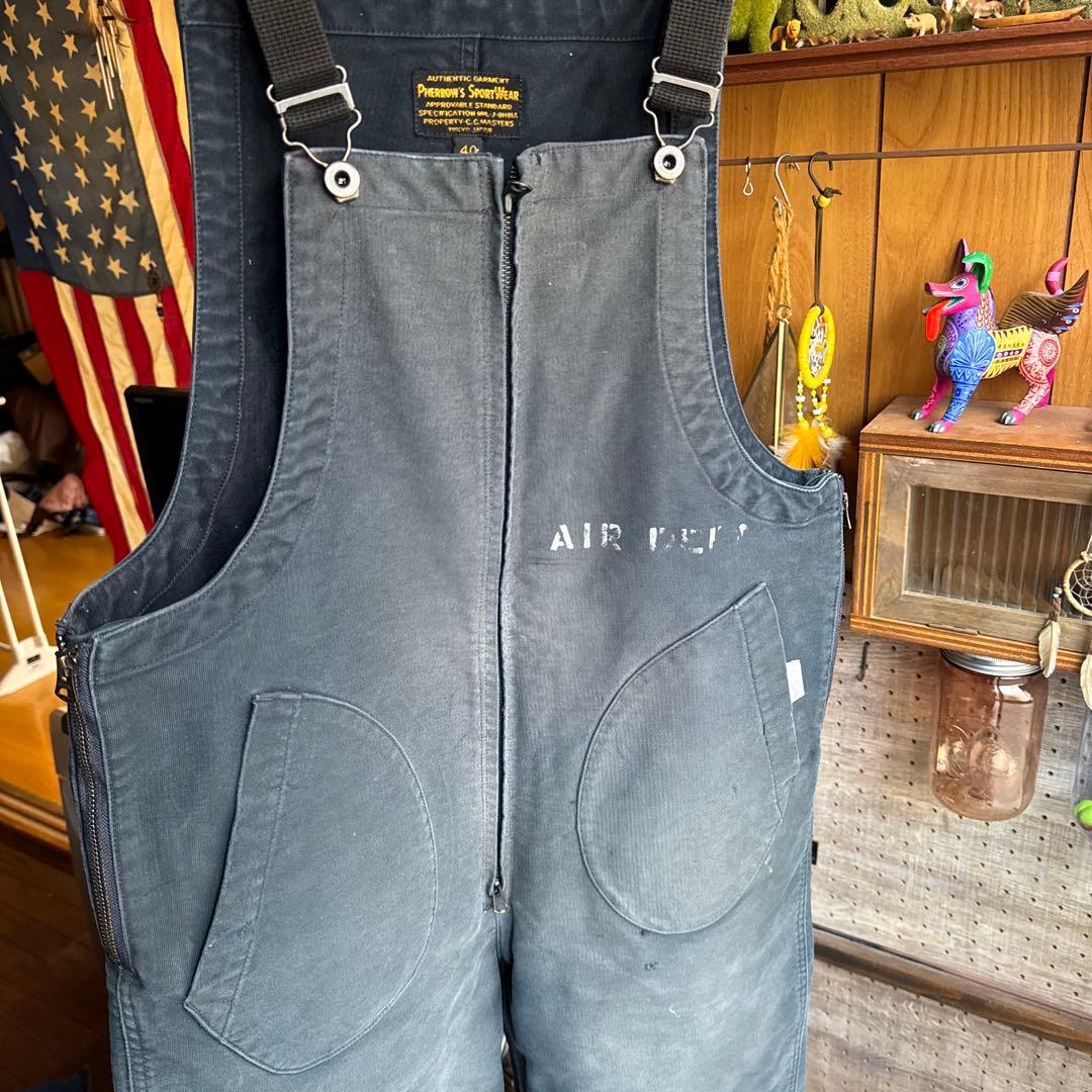 フェローズ FHERROW’S NAVYデッキオーバーオール　デッキパンツ　黒