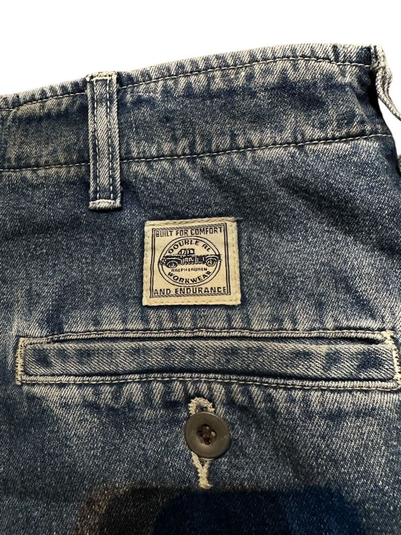 希少USA製 W30 RRL ダブルアールエル ウォッシュデニムカーゴパンツ