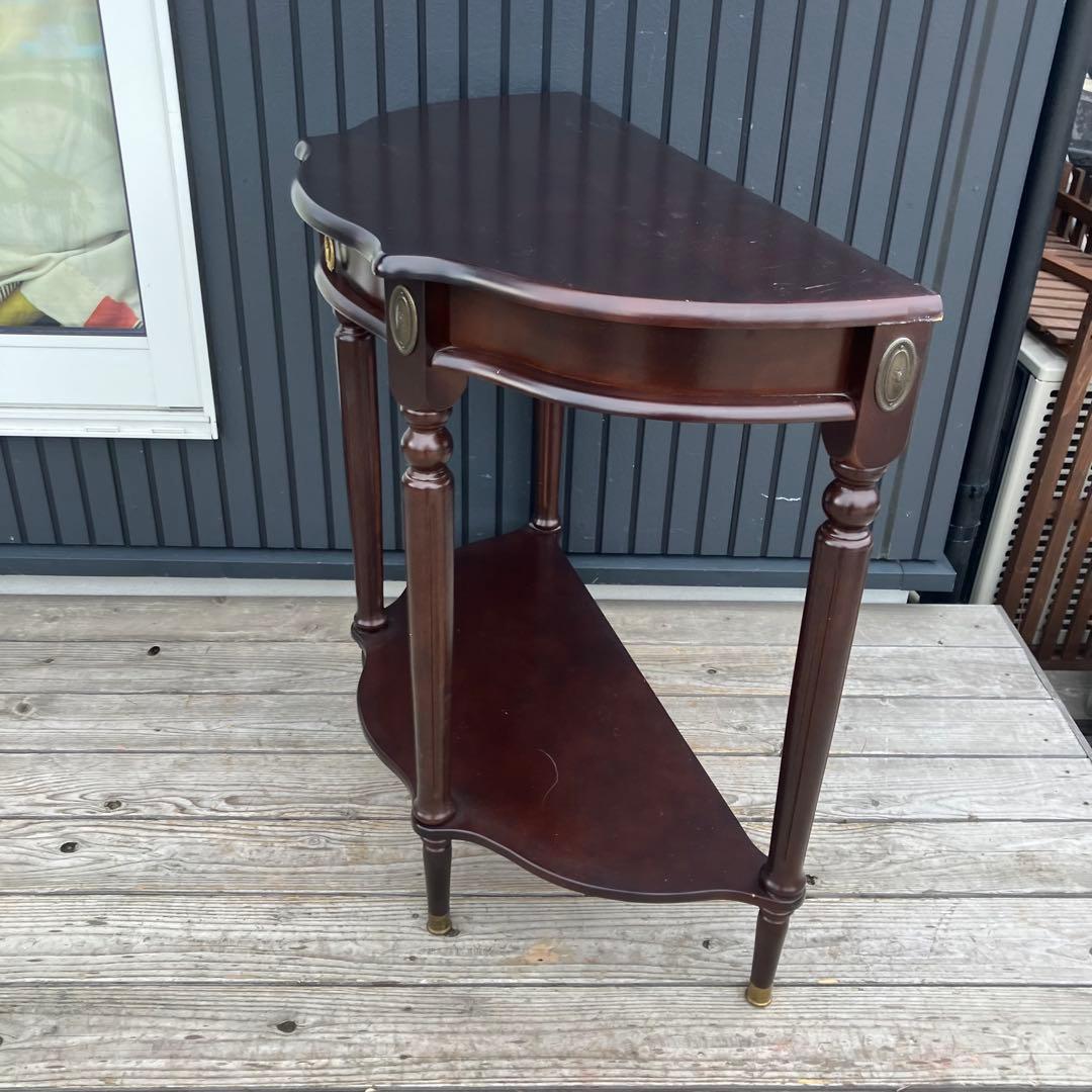 北欧レトロ アンティーク 半月型 木製コンソールテーブル サイドテーブル 古家具