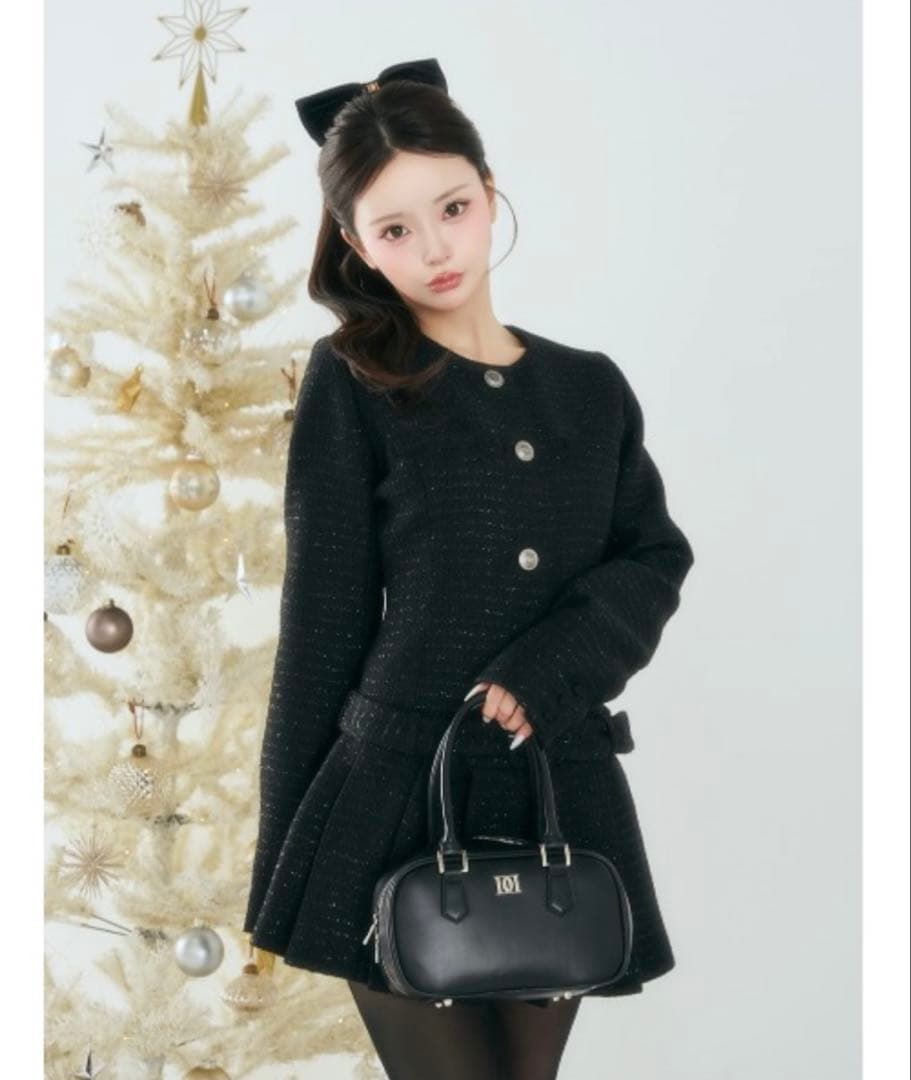 ボックスプリーツツイードミニワンピース