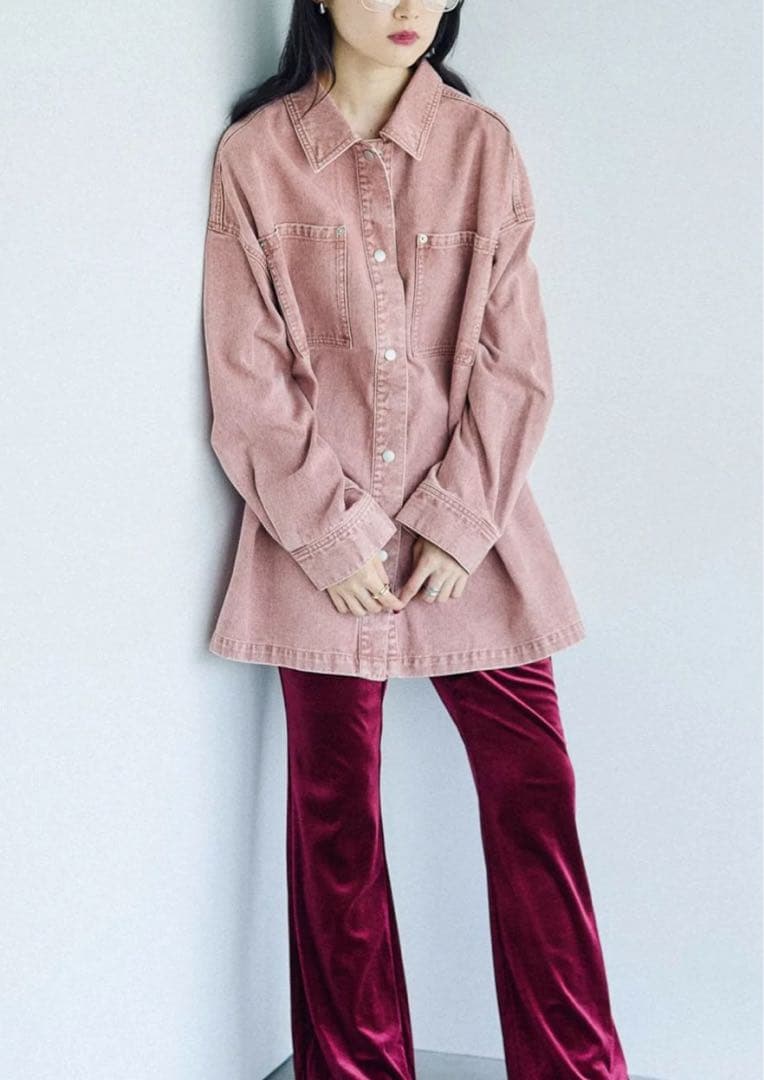 m*a様 フリンジパッチ　BIGデニムシャツ　LEPSIM デニム　シャツ