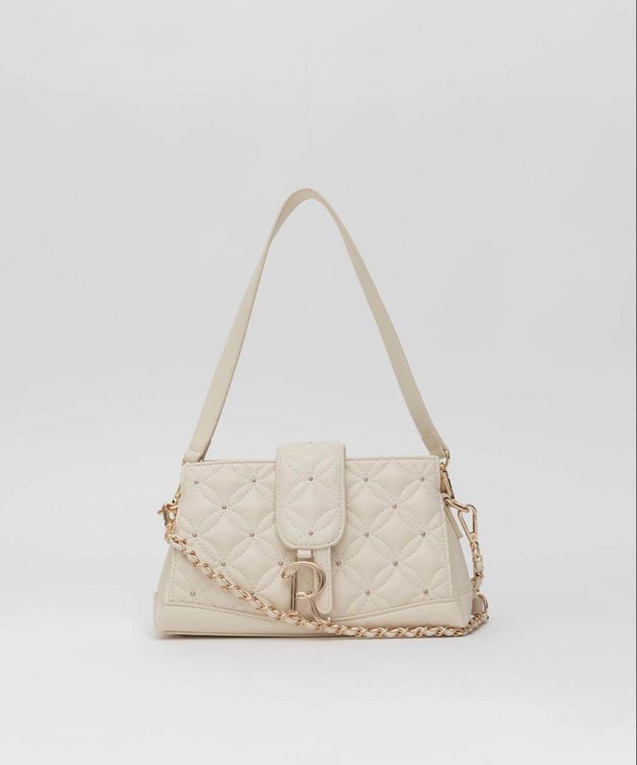 RANDA 2WAYゴールドチャームキルティングバッグ　アイボリー