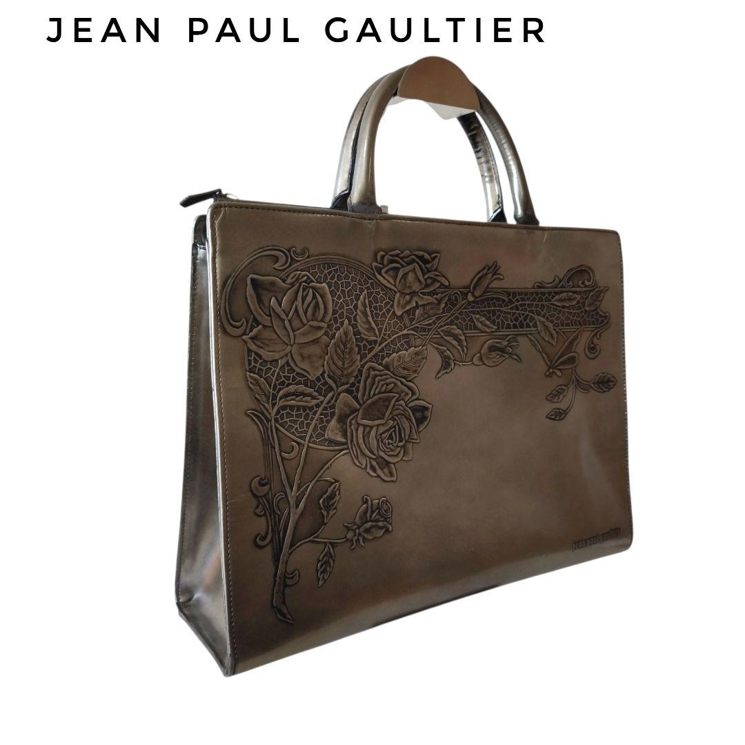 ジャンポールゴルチエ ニューローズ 薔薇 エンボス レザーバッグ