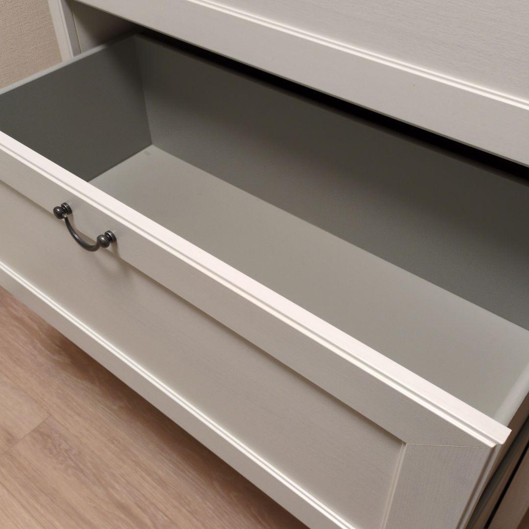 姫　　ホワイト 木製 3段チェスト