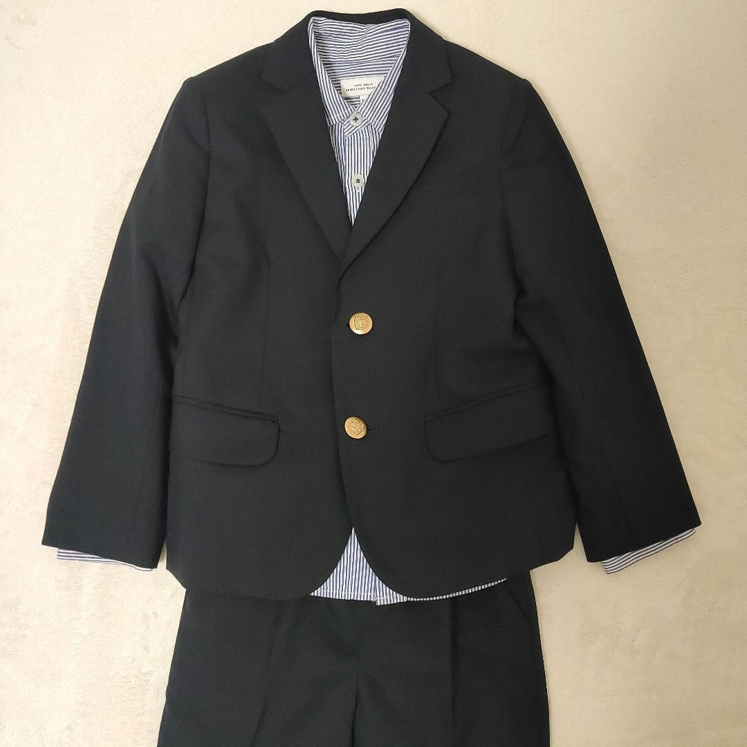 グリーンレーベルリラクシング 金ボタン キッズスーツ 3点セット ストライプ