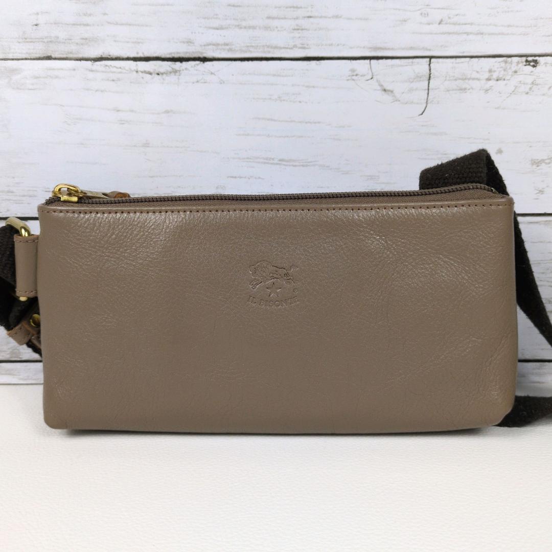 イルビゾンテ ボディバッグ ショルダーバッグ グレージュ レザー 斜め掛け