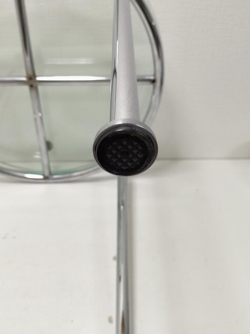 ガラスサイドテーブル 丸型 強化ガラス クロム脚 　北欧風　250808-2Y