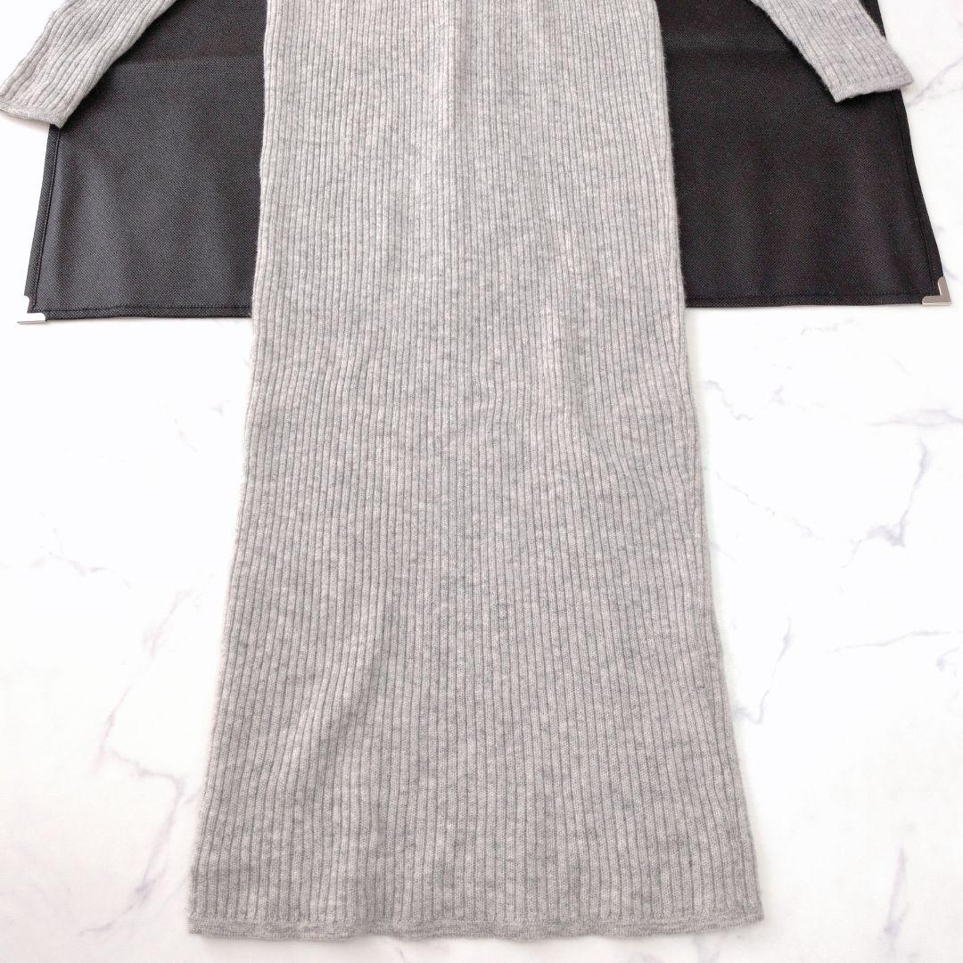専用 ウィムガゼット ニットワンピース カシミヤ100% グレー Vネック F