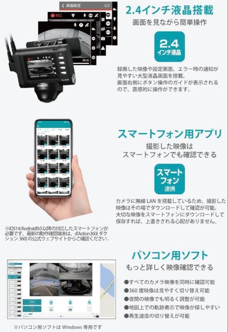 新品・未使用・未開封　カーメイト ドライブレコーダー 品番DC3600R