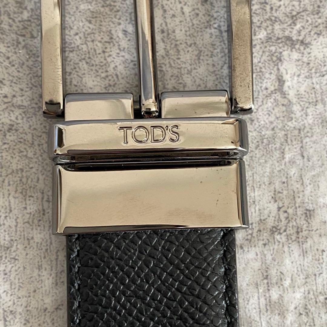 極美品　TOD‘S トッズ　ベルト　シボ革　レザー　リバーシブル　ブラック　黒