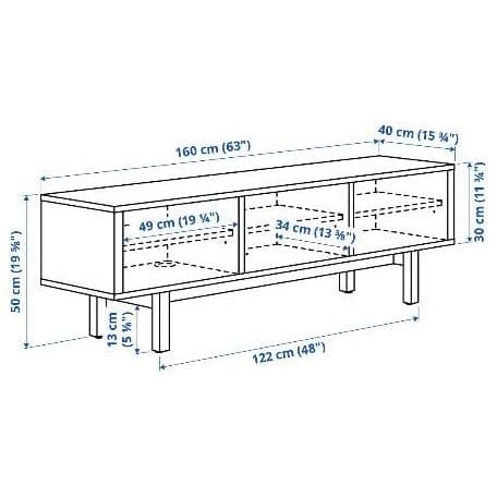 【IKEA/組み立て済】テレビ台ウォールナット 160×40×50cm
