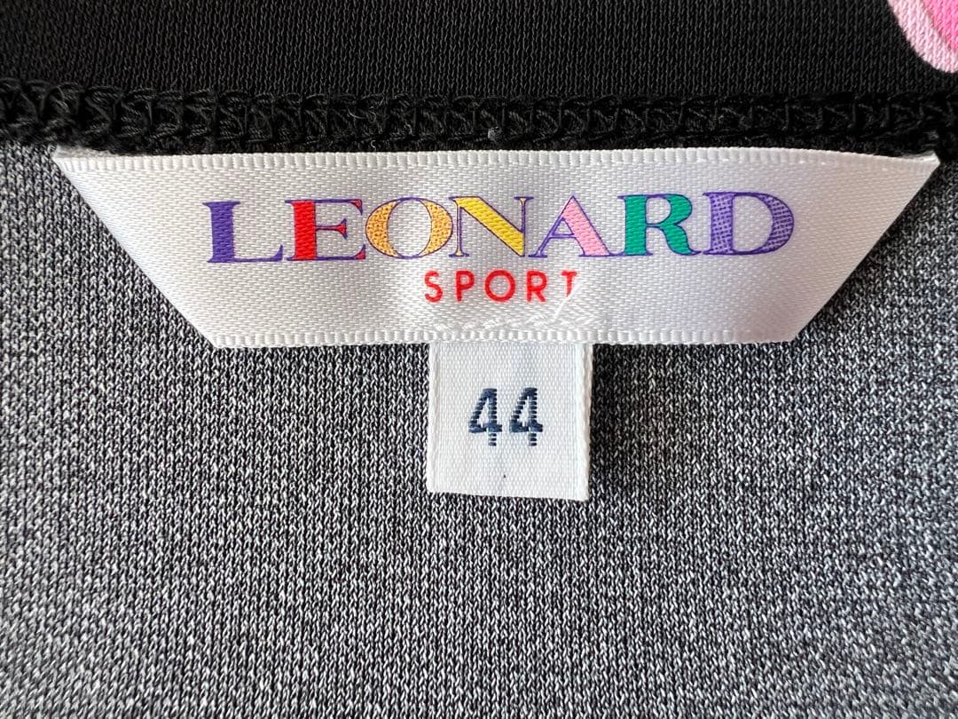 LEONARD SPORT ワンピース　黒　ピンク　花 ポリエステル　サイズ44