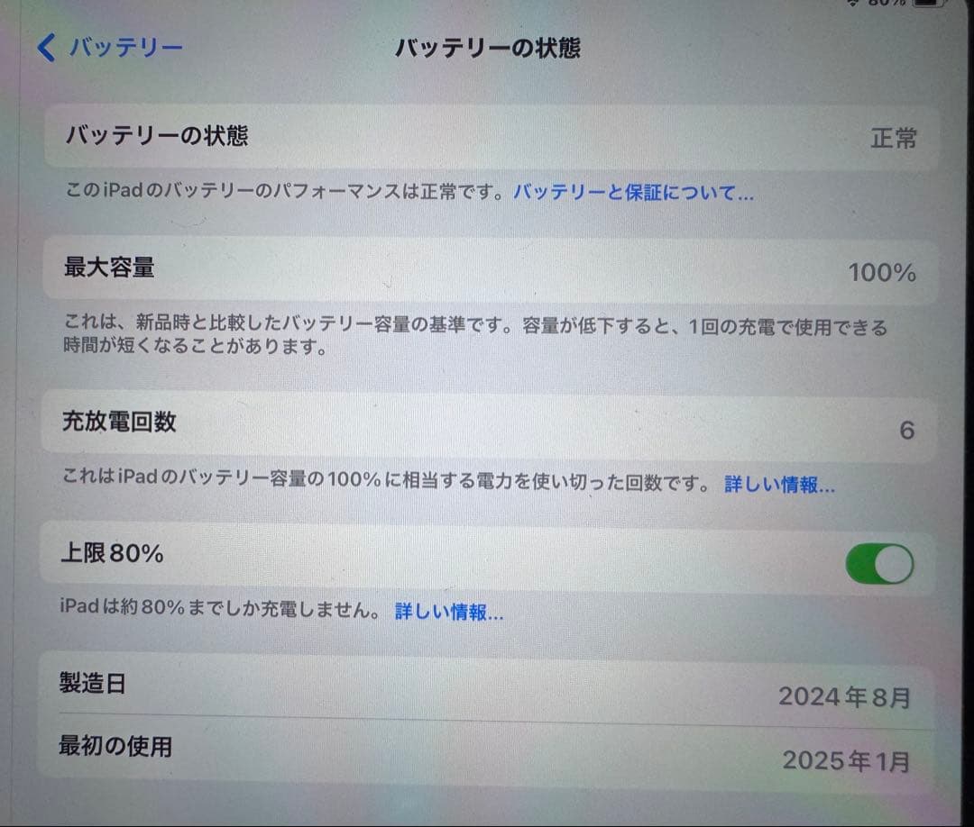 iPad mini 7 Wi-Fi 128GBスペースグレイ バッテリー100%