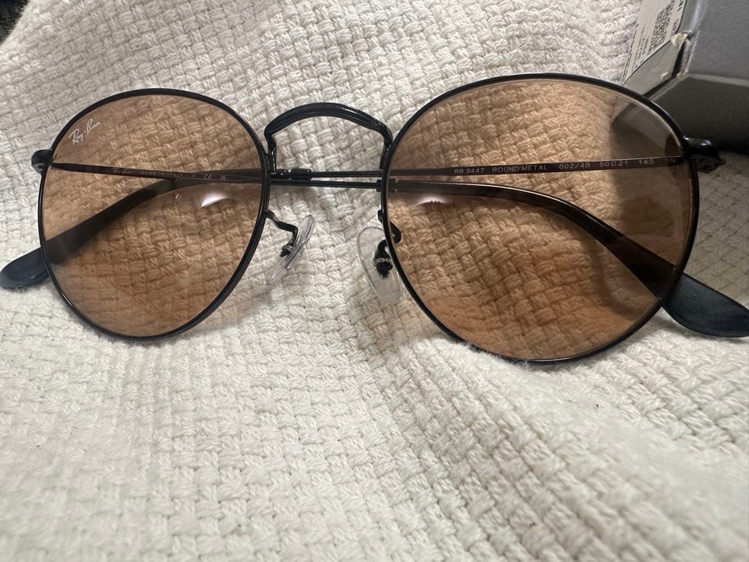 Ray-Ban ラウンドサングラス ブラウンレンズ、外箱、純正ケース付き