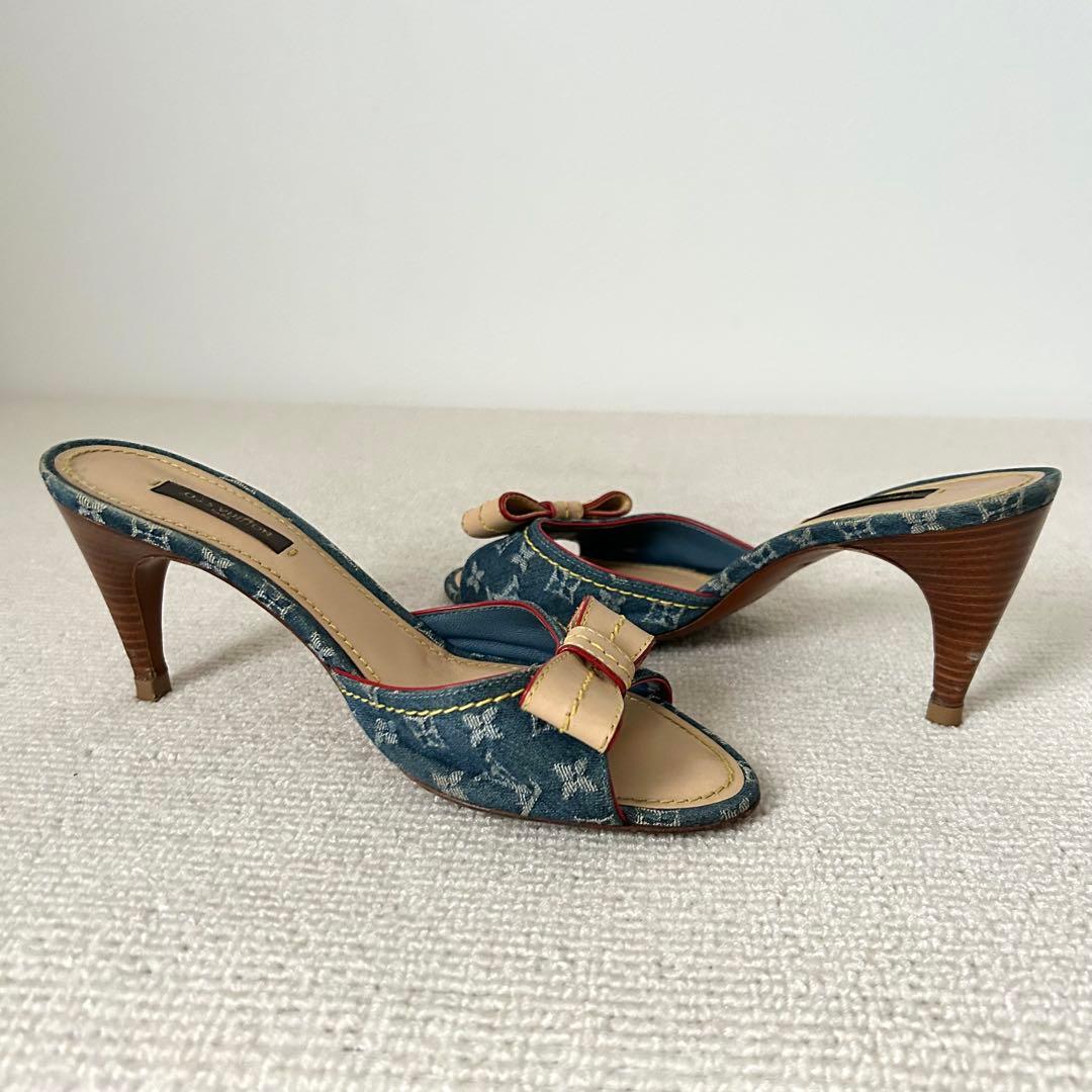 ルイヴィトン ミュール サンダル デニム モノグラム 24.5cm