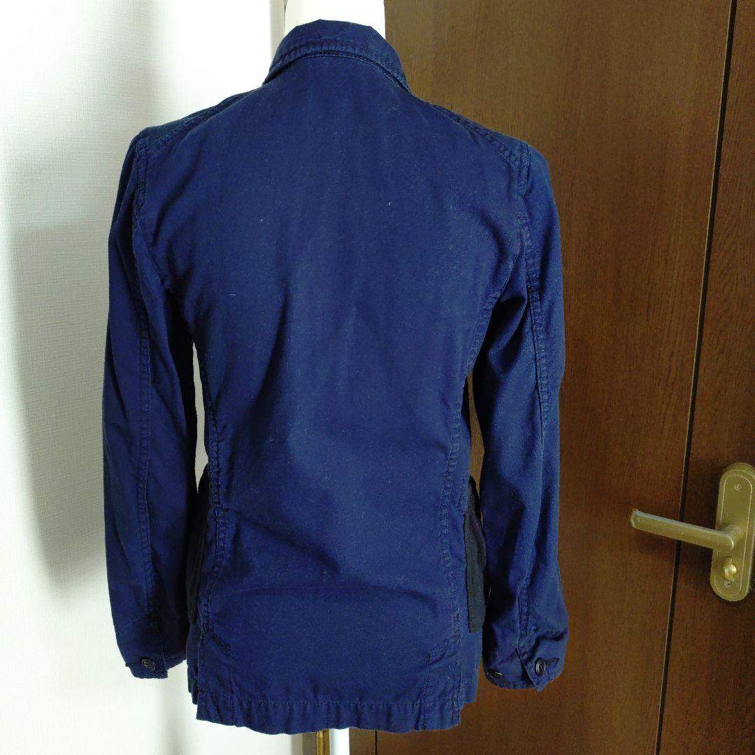 ブラックコムデギャルソン　ネイビー テーラードジャケット コットン混紡