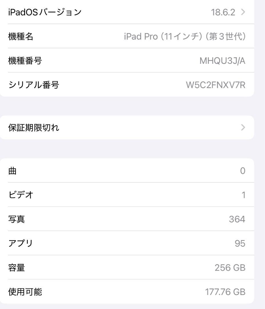ipad Pro 第3世代 11インチ 256GB wifi スペースグレー