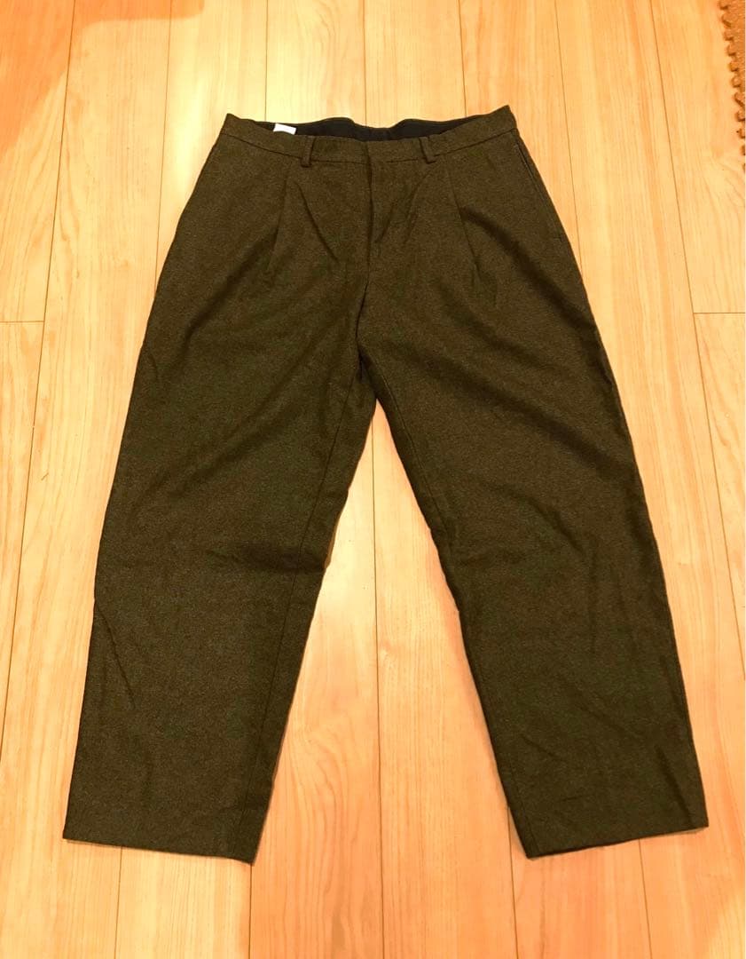 【希少】イートウツ 厚手ウールパンツ 緑 ワイドパンツ カーキ