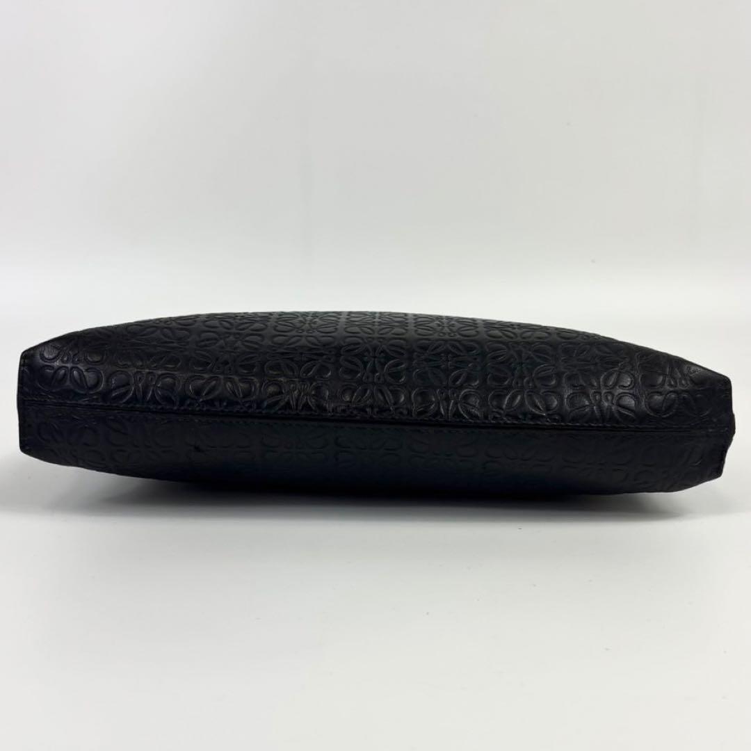 LOEWE リピートアナグラム レザー クラッチバッグ ブラック