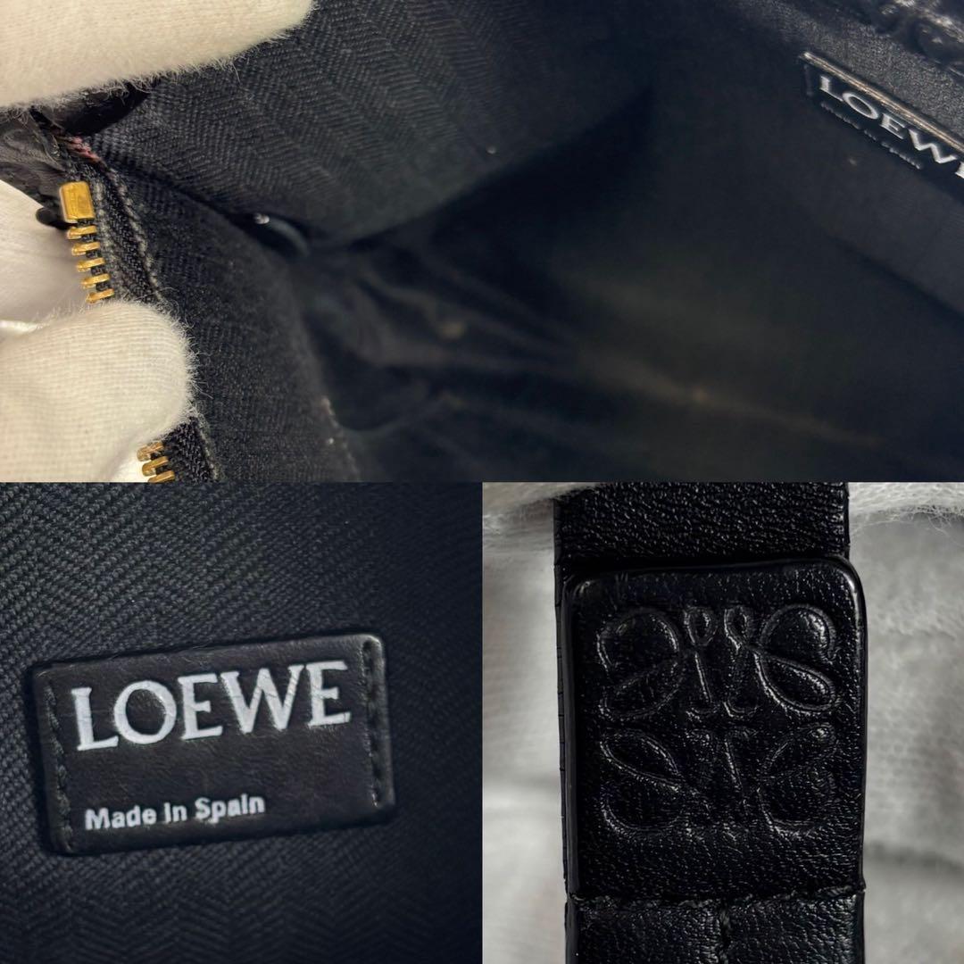 LOEWE リピートアナグラム レザー クラッチバッグ ブラック
