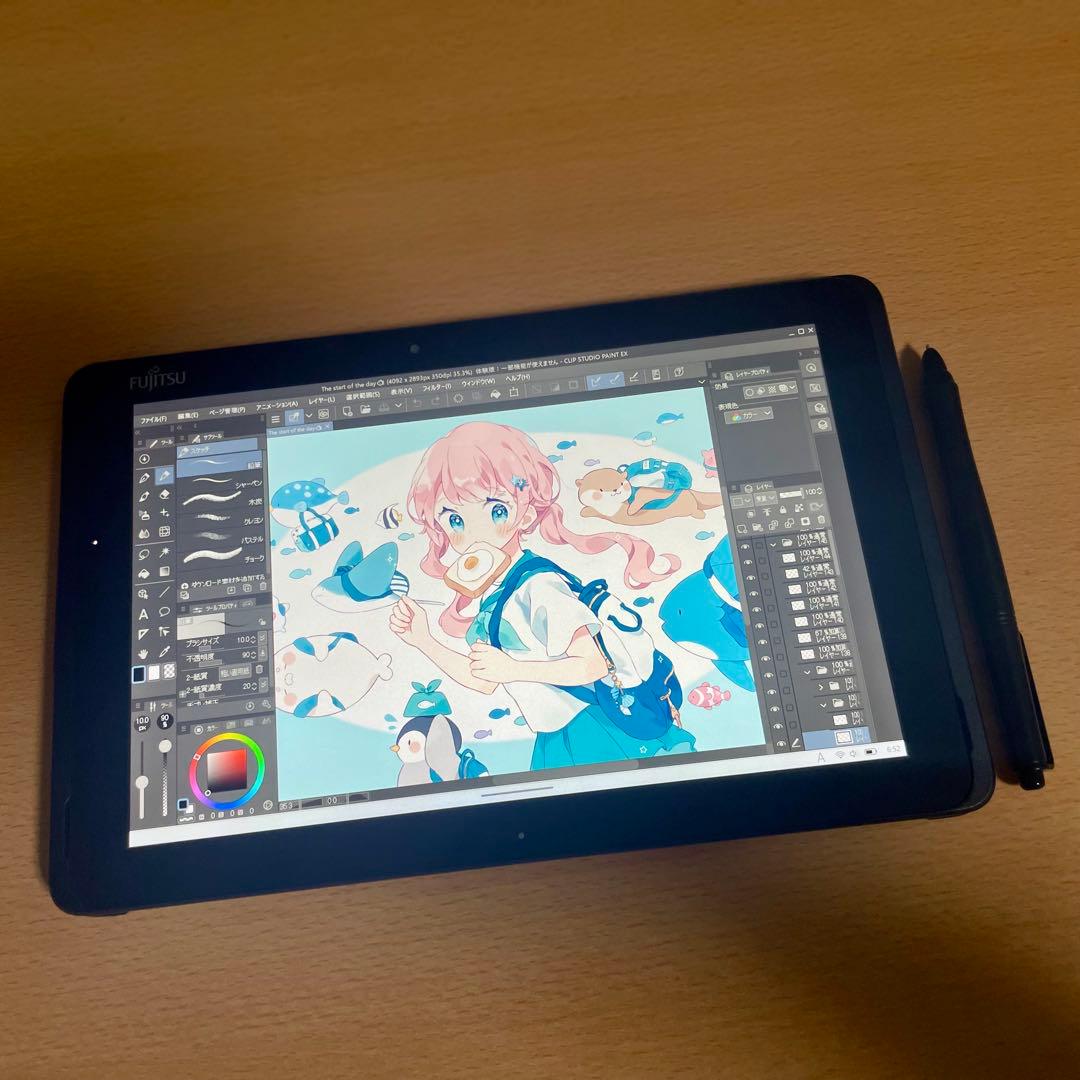 ○富士通 ワコム 新しめ 筆圧対応 お絵描きタブレット 128GB