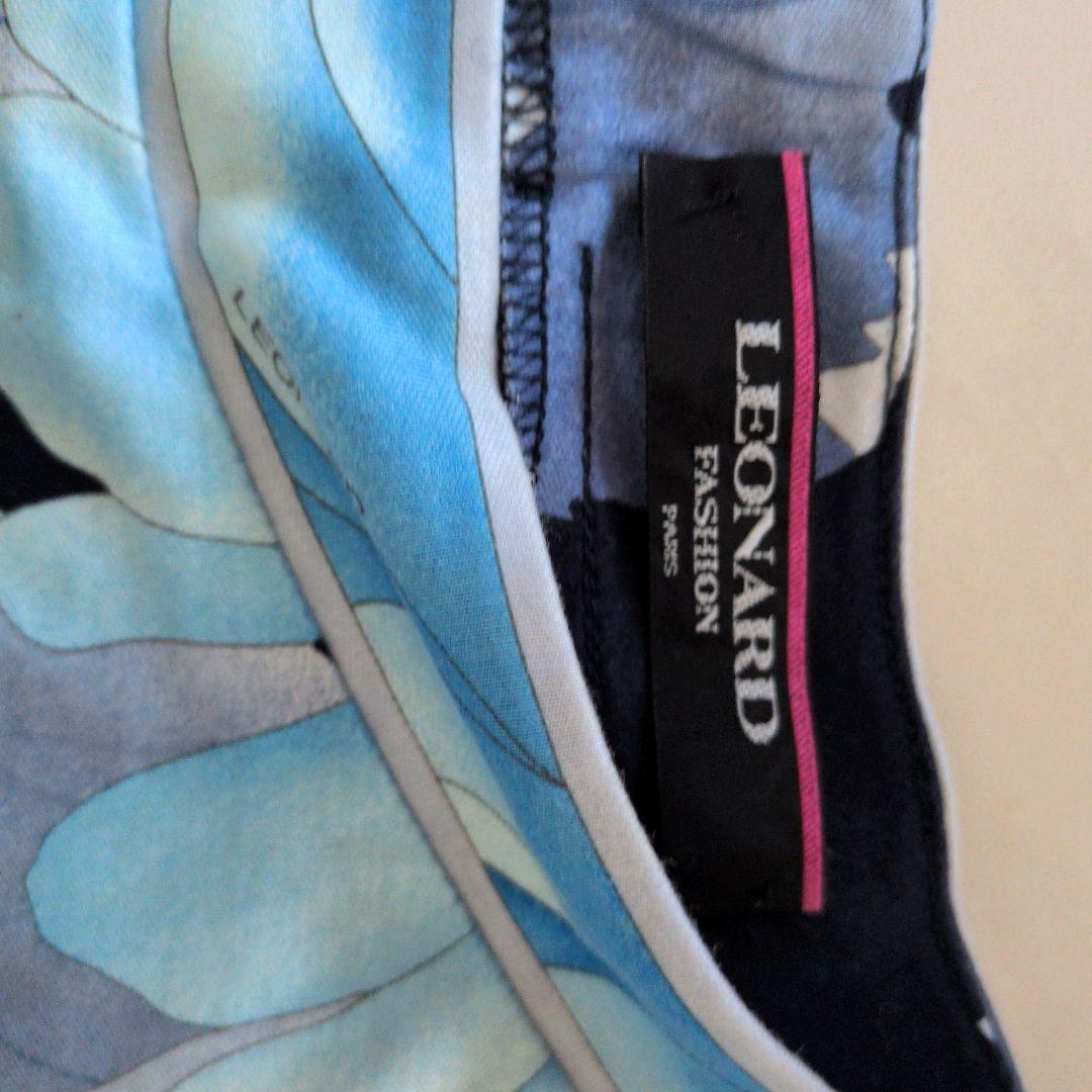 超*離様 Leonard 青黒花柄 半袖ワンピース L