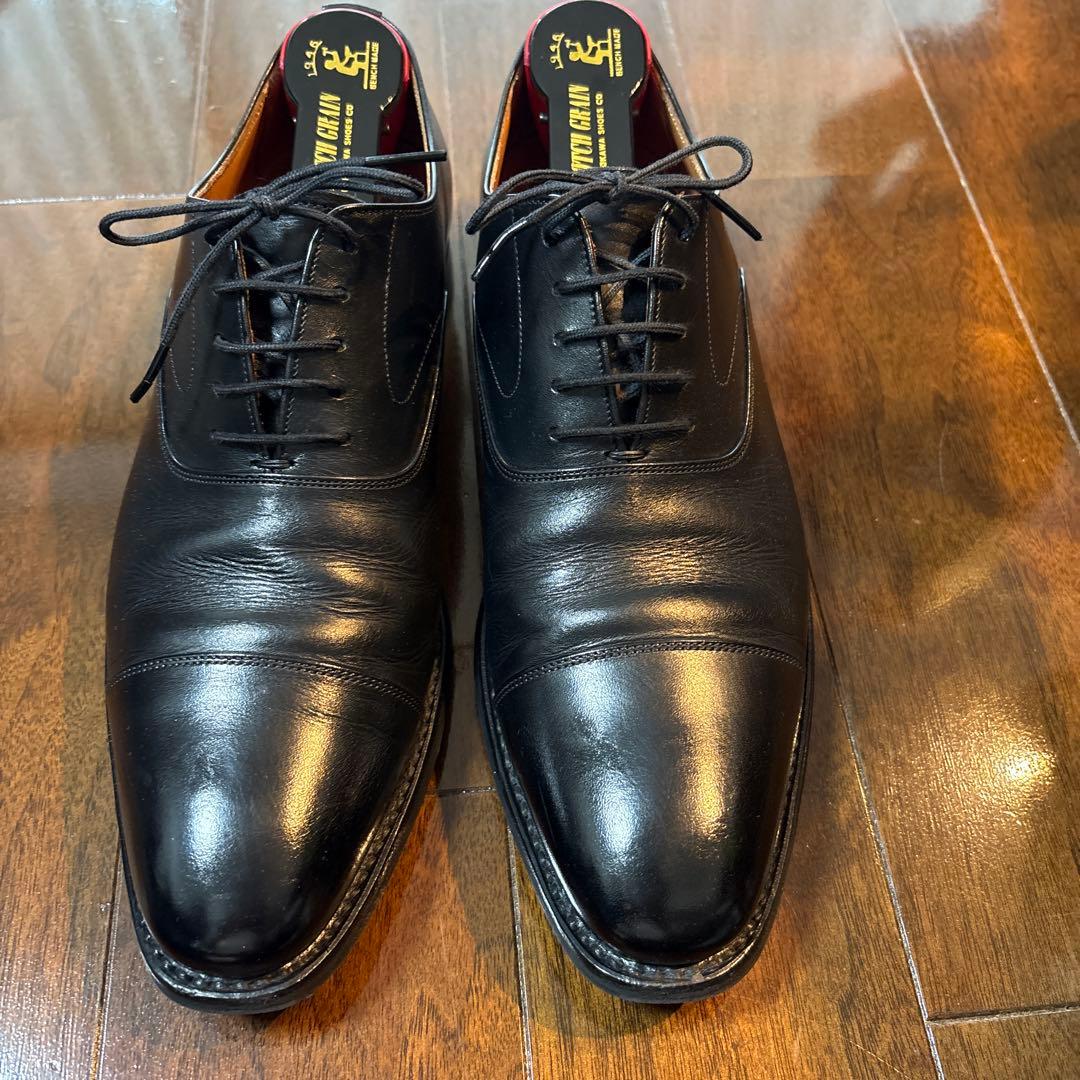 スコッチグレイン　ストレートチップ　内羽根　黒　24.5cm