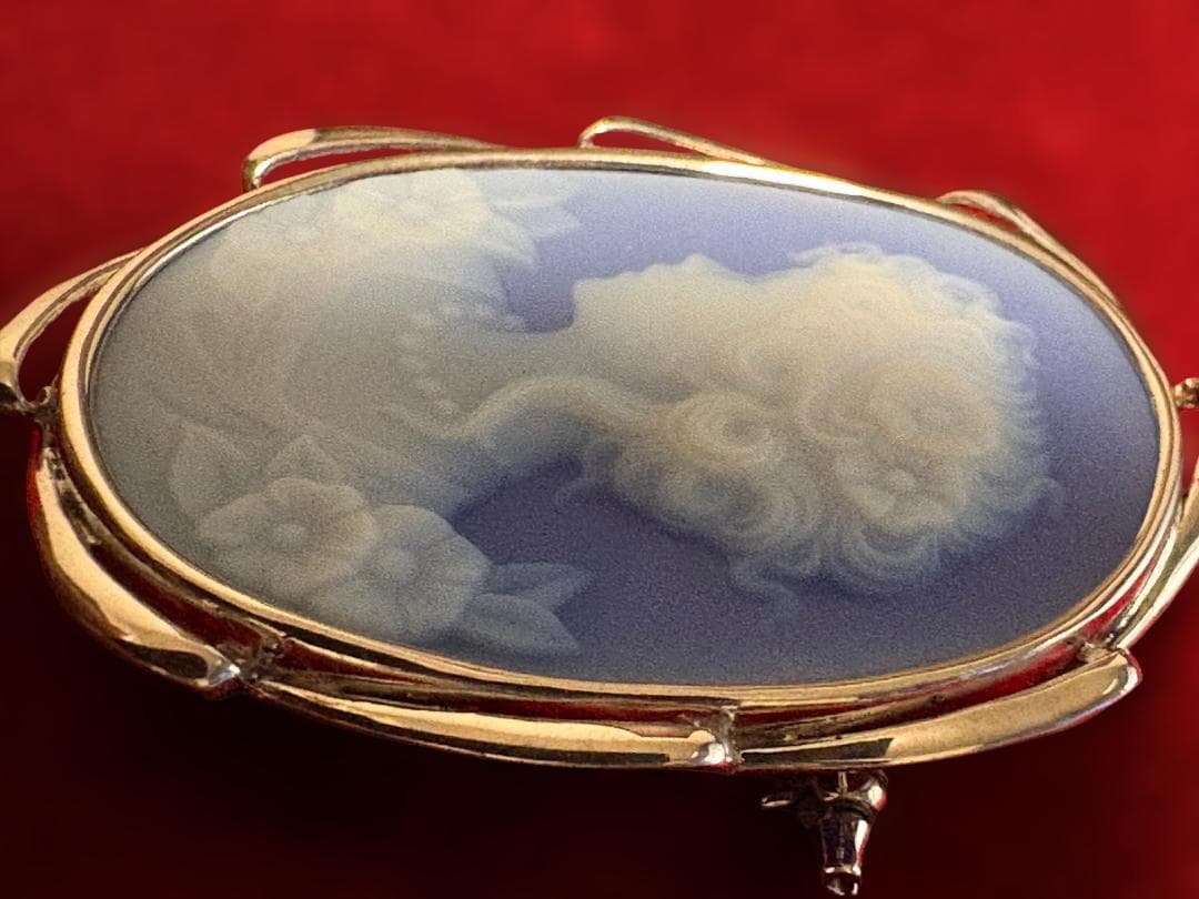 ステファン ストーンカメオ ブローチ 花と巻き髪の少女 SV925（QVC）