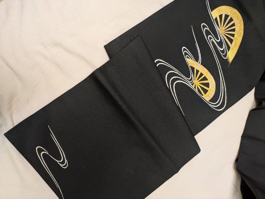 【ゑり善】塩瀬　☆金駒刺繍　銀刺繍　金箔　 流水柄　高級名古屋