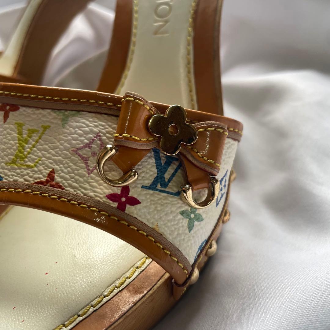Louis Vuitton マルチカラー リボン ウッド ミュール モノグラム