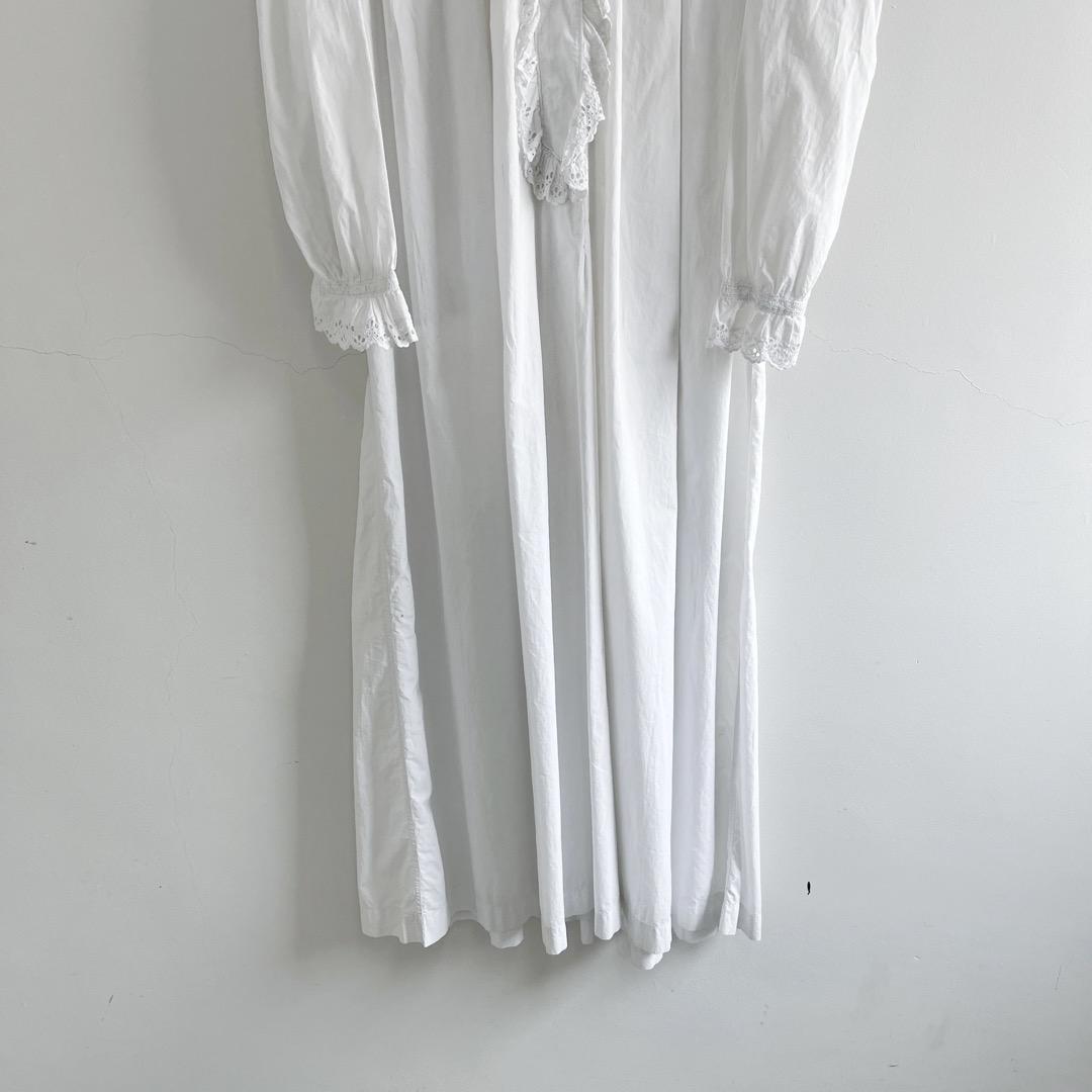 アンティーク　ホワイト　コットン　ワンピース　ドレス　ヨーロッパ　ヴィンテージ