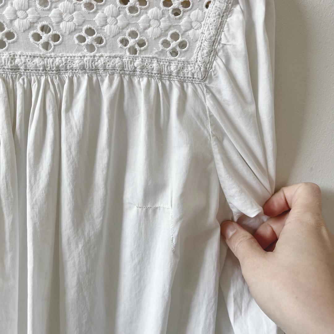 アンティーク　ホワイト　コットン　ワンピース　ドレス　ヨーロッパ　ヴィンテージ