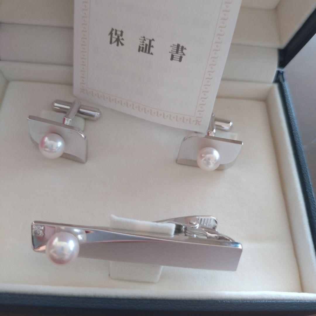 未使用　田崎真珠　カフス　タイホルダー　セット　TASAKI パール　シルバー