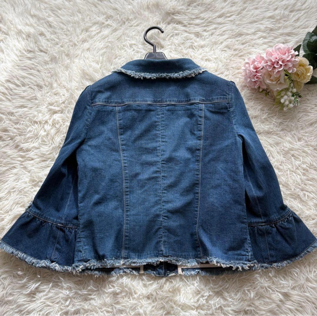 【美品】42 袖リボン　パールボタン　エムズグレイシー　デニムジャケット　20年