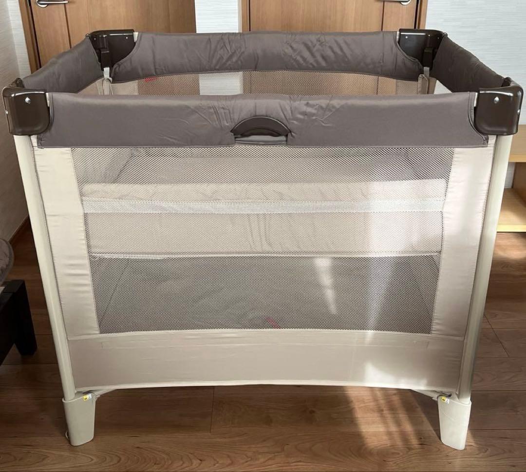 【ココネルエアー】ベージュ ベビーベッド 説明付き