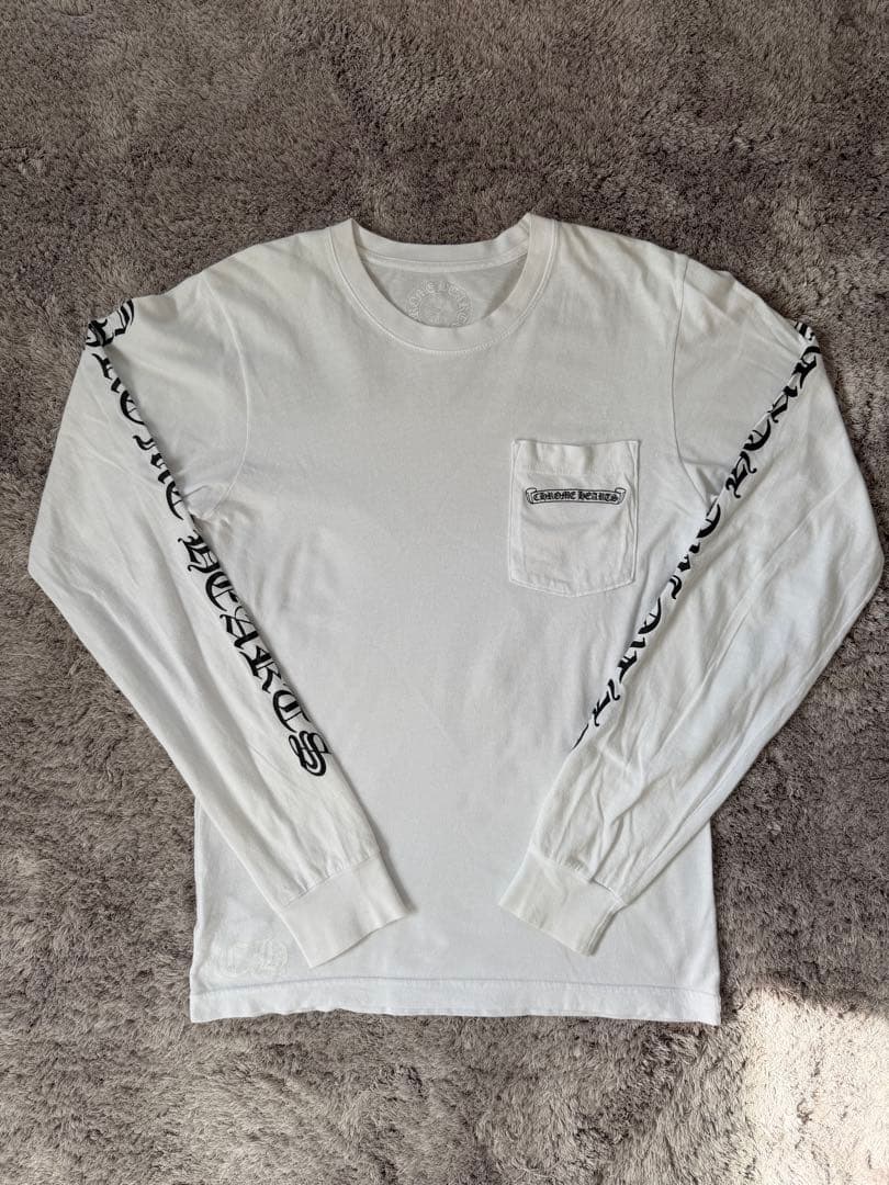 クロムハーツ ロングTシャツ スクロールラベル ホワイト　Sサイズ　ロンT