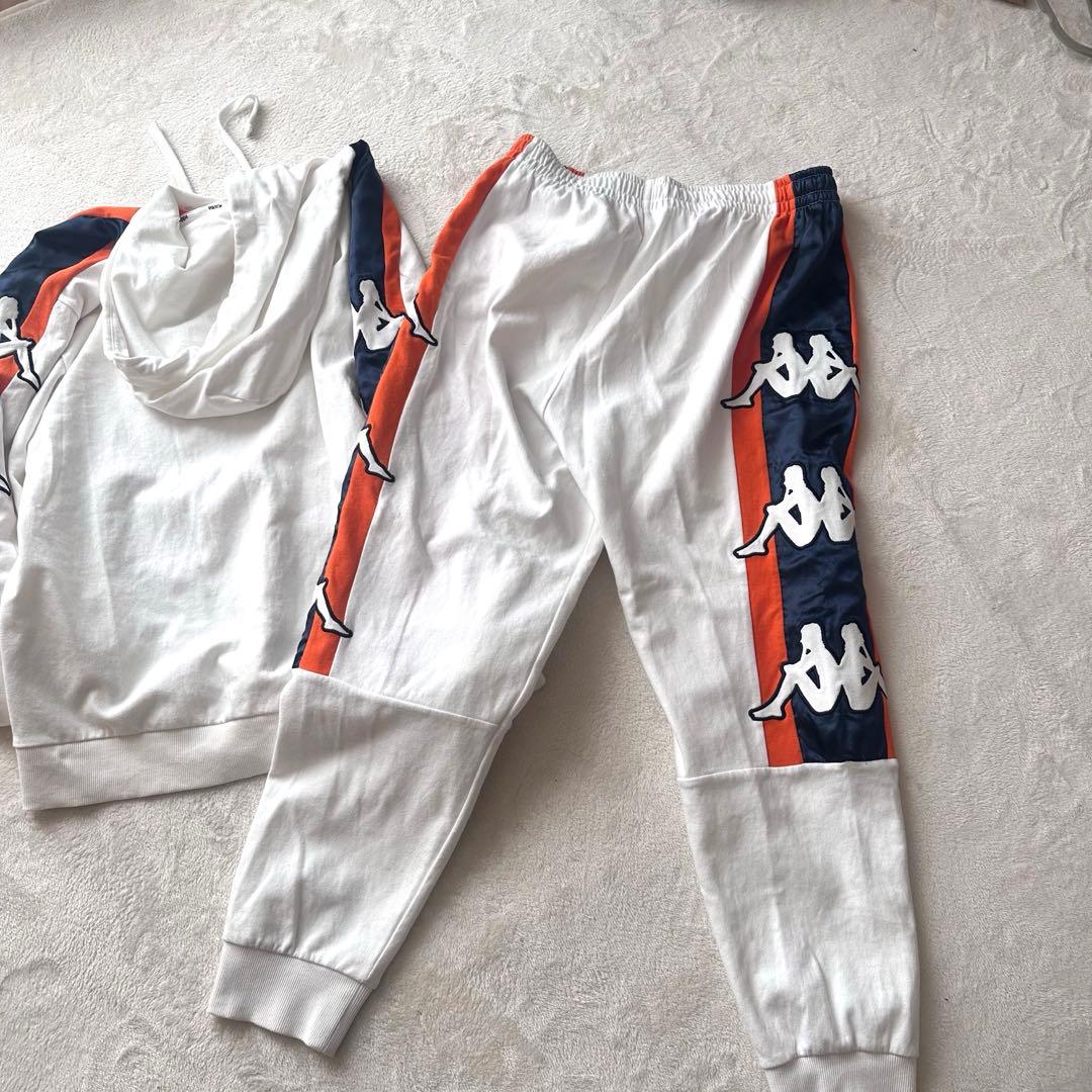 希少Kappa フーディ パンツセット 　 X LARGE　ホワイト　ビッグロゴ