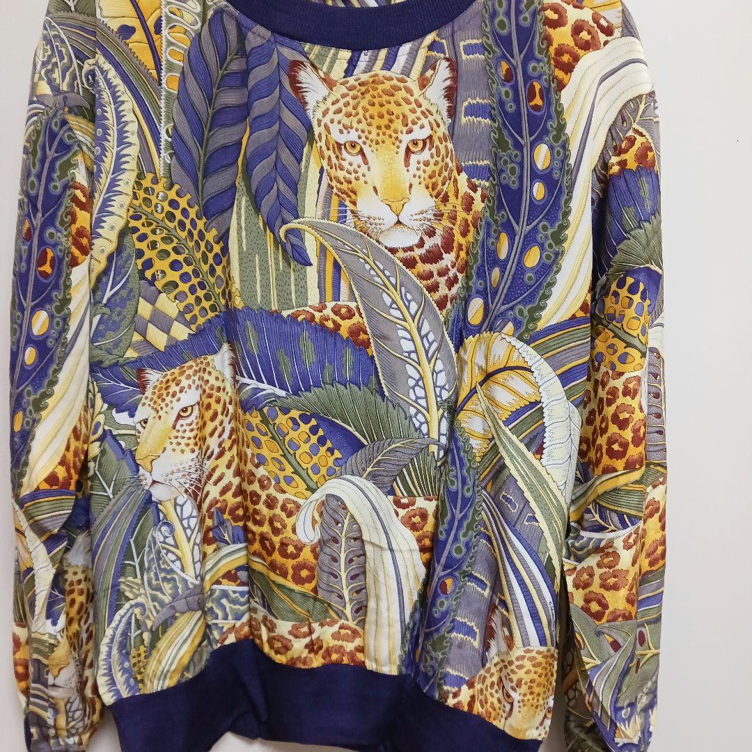 【美品】サルバトーレフェラガモ　シルクブラウス　カットソー　アニマル柄　パープル